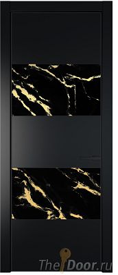Дверь Profil Doors 22PA цвет Блэк стекло Нефи черный узор золото цвет профиля Черный матовый RAL9005