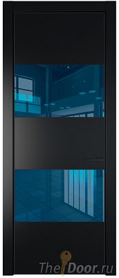 Дверь Profil Doors 22PA цвет Блэк стекло Зеркало Blue цвет профиля Черный матовый RAL9005