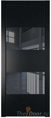 Дверь Profil Doors 22PA цвет Блэк стекло Зеркало Grey цвет профиля Черный матовый RAL9005