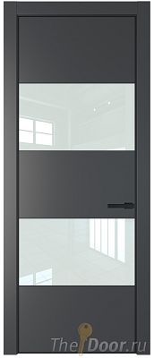 Дверь Profil Doors 22PA цвет Графит (Pantone 425С) стекло Lacobel Белый лак цвет профиля Черный матовый RAL9005