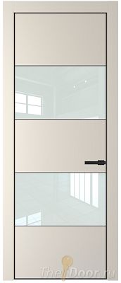 Дверь Profil Doors 22PA цвет Кремовая Магнолия (RAL 120-04) стекло Lacobel Белый лак цвет профиля Черный матовый RAL9005