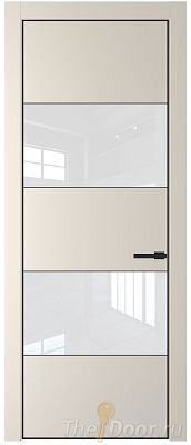 Дверь Profil Doors 22PA цвет Кремовая Магнолия (RAL 120-04) стекло Lacobel лак Классик цвет профиля Черный матовый RAL9005