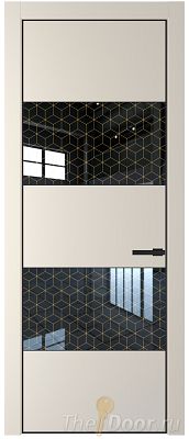 Дверь Profil Doors 22PA цвет Кремовая Магнолия (RAL 120-04) стекло Лоран узор золото цвет профиля Черный матовый RAL9005