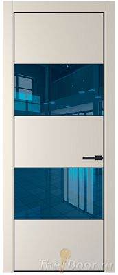 Дверь Profil Doors 22PA цвет Кремовая Магнолия (RAL 120-04) стекло Зеркало Blue цвет профиля Черный матовый RAL9005