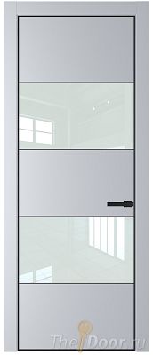 Дверь Profil Doors 22PA цвет Лайт Грей (RAL 870-01) стекло Lacobel Белый лак цвет профиля Черный матовый RAL9005