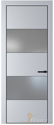 Дверь Profil Doors 22PA цвет Лайт Грей (RAL 870-01) стекло Lacobel Серебро Матлак цвет профиля Черный матовый RAL9005