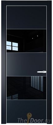 Дверь Profil Doors 22PA цвет Нэви Блу (RAL 7016) стекло Lacobel Черный лак цвет профиля Серебро Дверь Profil Doors 22PA цвет Нэви Блу (RAL 7016) стекло Lacobel Черный лак цвет профиля Серебро