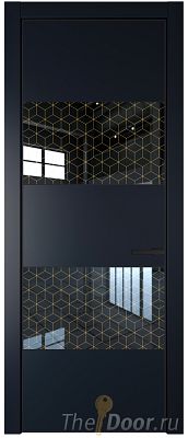 Дверь Profil Doors 22PA цвет Нэви Блу (RAL 7016) стекло Лоран узор золото цвет профиля Черный матовый RAL9005 Дверь Profil Doors 22PA цвет Нэви Блу (RAL 7016) стекло Лоран узор золото цвет профиля Черный матовый RAL9005