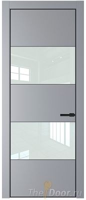 Дверь Profil Doors 22PA цвет Смоки (RAL 870-02) стекло Lacobel Белый лак цвет профиля Черный матовый RAL9005