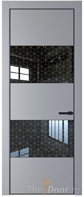 Дверь Profil Doors 22PA цвет Смоки (RAL 870-02) стекло Лоран узор золото цвет профиля Черный матовый RAL9005 Дверь Profil Doors 22PA цвет Смоки (RAL 870-02) стекло Лоран узор золото цвет профиля Черный матовый RAL9005