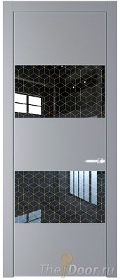 Дверь Profil Doors 22PA цвет Смоки (RAL 870-02) стекло Лоран узор золото цвет профиля Серебро Дверь Profil Doors 22PA цвет Смоки (RAL 870-02) стекло Лоран узор золото цвет профиля Серебро