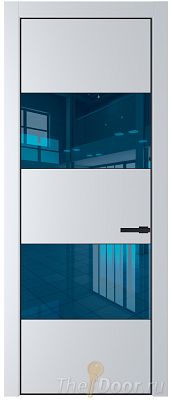 Дверь Profil Doors 22PA цвет Вайт (RAL 110 96 02) стекло Зеркало Blue цвет профиля Черный матовый RAL9005