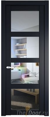 Дверь Profil Doors 1.4.2PD цвет Нэви Блу (RAL 7016) стекло Прозрачное