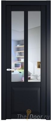 Дверь Profil Doors 1.8.2PD цвет Нэви Блу (RAL 7016) стекло Прозрачное