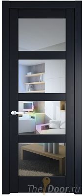 Дверь Profil Doors 3.4.2PD цвет Нэви Блу (RAL 7016) стекло Прозрачное
