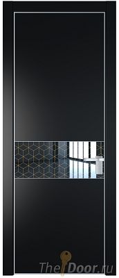 Дверь Profil Doors 17PE цвет Блэк кромка Серебро стекло Лоран узор золото