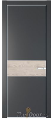 Дверь Profil Doors 17PE цвет Графит (Pantone 425С) кромка Серебро вставка Каштан Светлый