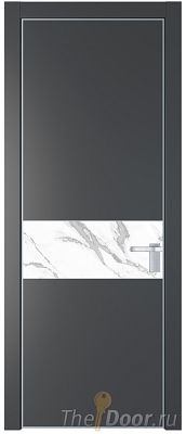 Дверь Profil Doors 17PE цвет Графит (Pantone 425С) кромка Серебро стекло Нефи белый узор серебро