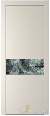 Дверь Profil Doors 17PE цвет Кремовая Магнолия (RAL 120-04) кромка Черный матовый RAL9005 стекло Атриум серебро