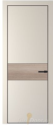 Дверь Profil Doors 17PE цвет Кремовая Магнолия (RAL 120-04) кромка Черный матовый RAL9005 вставка Дуб Сонома