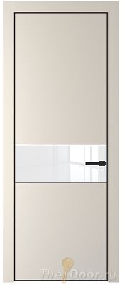 Дверь Profil Doors 17PE цвет Кремовая Магнолия (RAL 120-04) кромка Черный матовый RAL9005 стекло Lacobel лак Классик