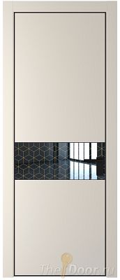 Дверь Profil Doors 17PE цвет Кремовая Магнолия (RAL 120-04) кромка Черный матовый RAL9005 стекло Лоран узор золото Дверь Profil Doors 17PE цвет Кремовая Магнолия (RAL 120-04) кромка Черный матовый RAL9005 стекло Лоран узор золото