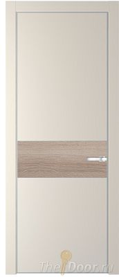 Дверь Profil Doors 17PE цвет Кремовая Магнолия (RAL 120-04) кромка Серебро вставка Дуб Сонома