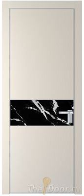 Дверь Profil Doors 17PE цвет Кремовая Магнолия (RAL 120-04) кромка Серебро стекло Нефи черный узор серебро