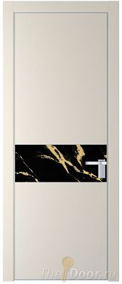 Дверь Profil Doors 17PE цвет Кремовая Магнолия (RAL 120-04) кромка Серебро стекло Нефи черный узор золото Дверь Profil Doors 17PE цвет Кремовая Магнолия (RAL 120-04) кромка Серебро стекло Нефи черный узор золото
