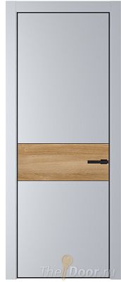 Дверь Profil Doors 17PE цвет Лайт Грей (RAL 870-01) кромка Черный матовый RAL9005 вставка Дуб Карамель