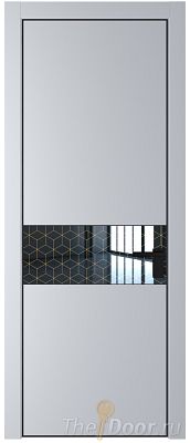 Дверь Profil Doors 17PE цвет Лайт Грей (RAL 870-01) кромка Черный матовый RAL9005 стекло Лоран узор золото
