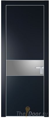 Дверь Profil Doors 17PE цвет Нэви Блу (RAL 7016) кромка Серебро стекло Lacobel Серебро Матлак