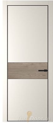 Дверь Profil Doors 17PE цвет Перламутр белый кромка Черный матовый RAL9005 вставка Каштан Темный