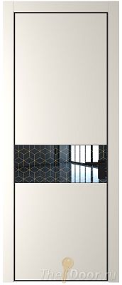 Дверь Profil Doors 17PE цвет Перламутр белый кромка Черный матовый RAL9005 стекло Лоран узор золото Дверь Profil Doors 17PE цвет Перламутр белый кромка Черный матовый RAL9005 стекло Лоран узор золото