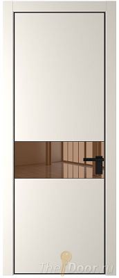 Дверь Profil Doors 17PE цвет Перламутр белый кромка Черный матовый RAL9005 стекло Зеркало Bronza