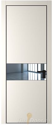 Дверь Profil Doors 17PE цвет Перламутр белый кромка Черный матовый RAL9005 стекло Зеркало