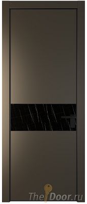 Дверь Profil Doors 17PE цвет Перламутр бронза кромка Черный матовый RAL9005 стекло Неро мрамор