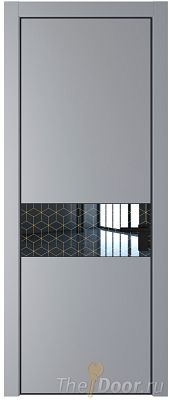 Дверь Profil Doors 17PE цвет Смоки (RAL 870-02) кромка Черный матовый RAL9005 стекло Лоран узор золото Дверь Profil Doors 17PE цвет Смоки (RAL 870-02) кромка Черный матовый RAL9005 стекло Лоран узор золото