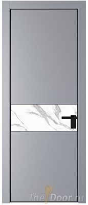 Дверь Profil Doors 17PE цвет Смоки (RAL 870-02) кромка Черный матовый RAL9005 стекло Нефи белый узор серебро