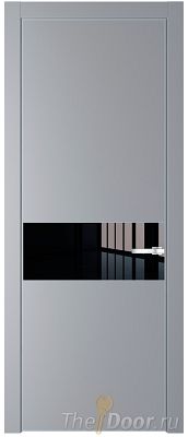 Дверь Profil Doors 17PE цвет Смоки (RAL 870-02) кромка Серебро стекло Lacobel Черный лак