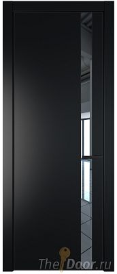 Дверь Profil Doors 18PE цвет Блэк кромка Черный матовый RAL9005 стекло Зеркало