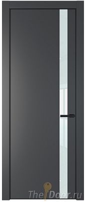 Дверь Profil Doors 18PE цвет Графит (Pantone 425С) кромка Черный матовый RAL9005 стекло Lacobel Белый лак