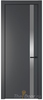 Дверь Profil Doors 18PE цвет Графит (Pantone 425С) кромка Черный матовый RAL9005 стекло Lacobel Серебро Матлак