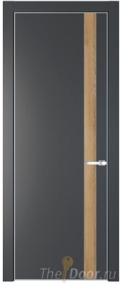 Дверь Profil Doors 18PE цвет Графит (Pantone 425С) кромка Серебро вставка Дуб Карамель