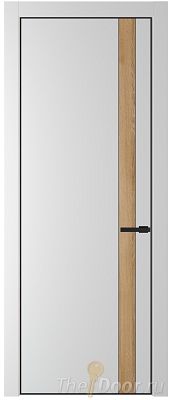 Дверь Profil Doors 18PE цвет Крем Вайт (RAL 120-02) кромка Черный матовый RAL9005 вставка Дуб Карамель