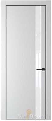 Дверь Profil Doors 18PE цвет Крем Вайт (RAL 120-02) кромка Черный матовый RAL9005 стекло Lacobel лак Классик