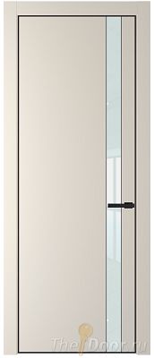 Дверь Profil Doors 18PE цвет Кремовая Магнолия (RAL 120-04) кромка Черный матовый RAL9005 стекло Lacobel Белый лак