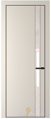 Дверь Profil Doors 18PE цвет Кремовая Магнолия (RAL 120-04) кромка Черный матовый RAL9005 стекло Lacobel Перламутровый лак