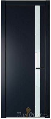 Дверь Profil Doors 18PE цвет Нэви Блу (RAL 7016) кромка Черный матовый RAL9005 стекло Lacobel Белый лак