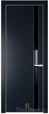 Дверь Profil Doors 18PE цвет Нэви Блу (RAL 7016) кромка Серебро стекло Lacobel Черный лак